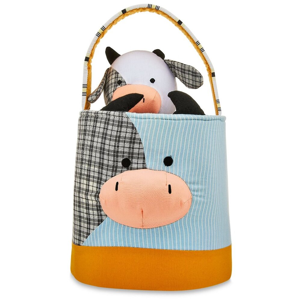 Newborn Baby Gift Basket With Cow Plush Toy, Bib, Rattle - New Mom Gift